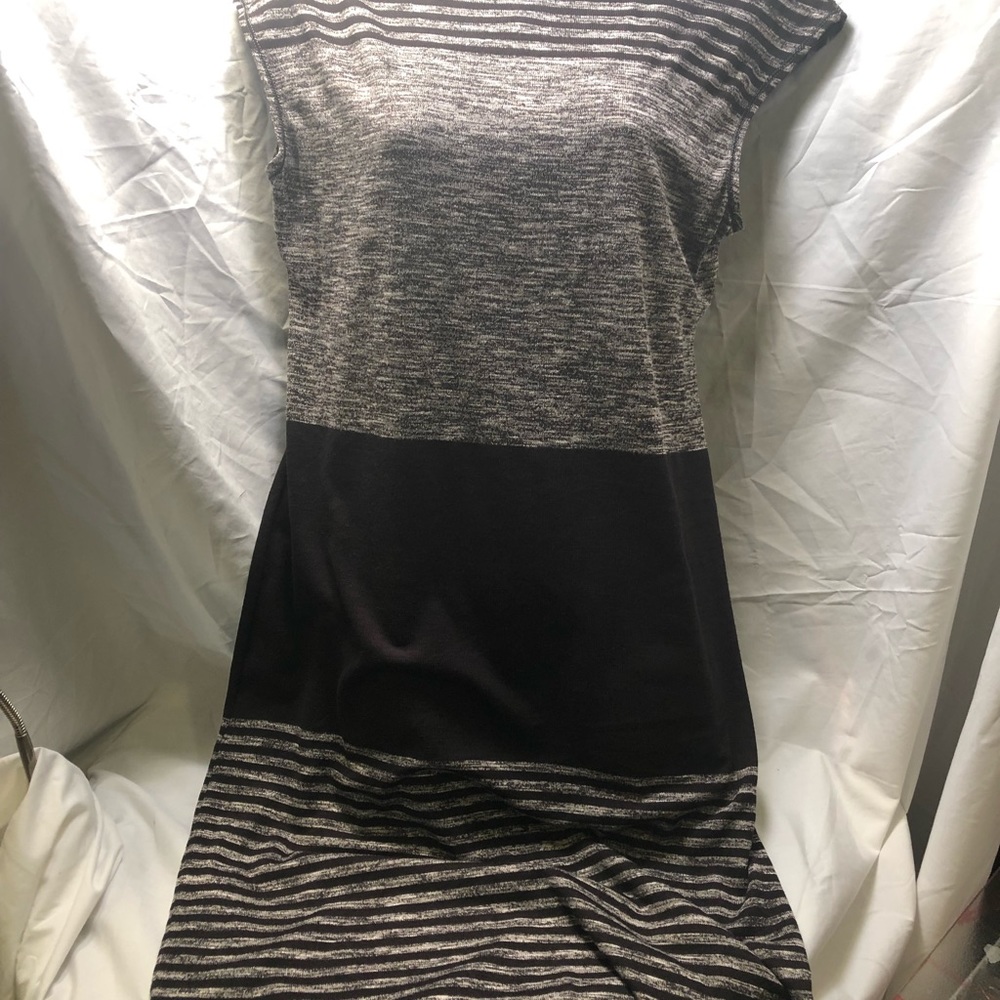 Max Studio Grey Marled Striped Knit Dress XL - Picture 5 of 6